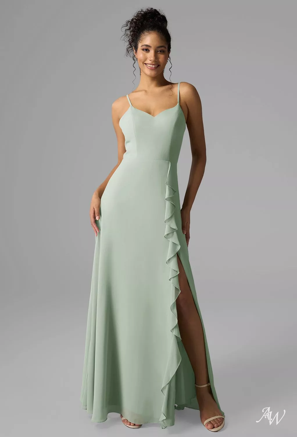 long sleeve emerald green dress for wedding Mac Duggal Women's High Neck Long Sleeve Crystal Detail Dress - Green - Size 6 main image 1