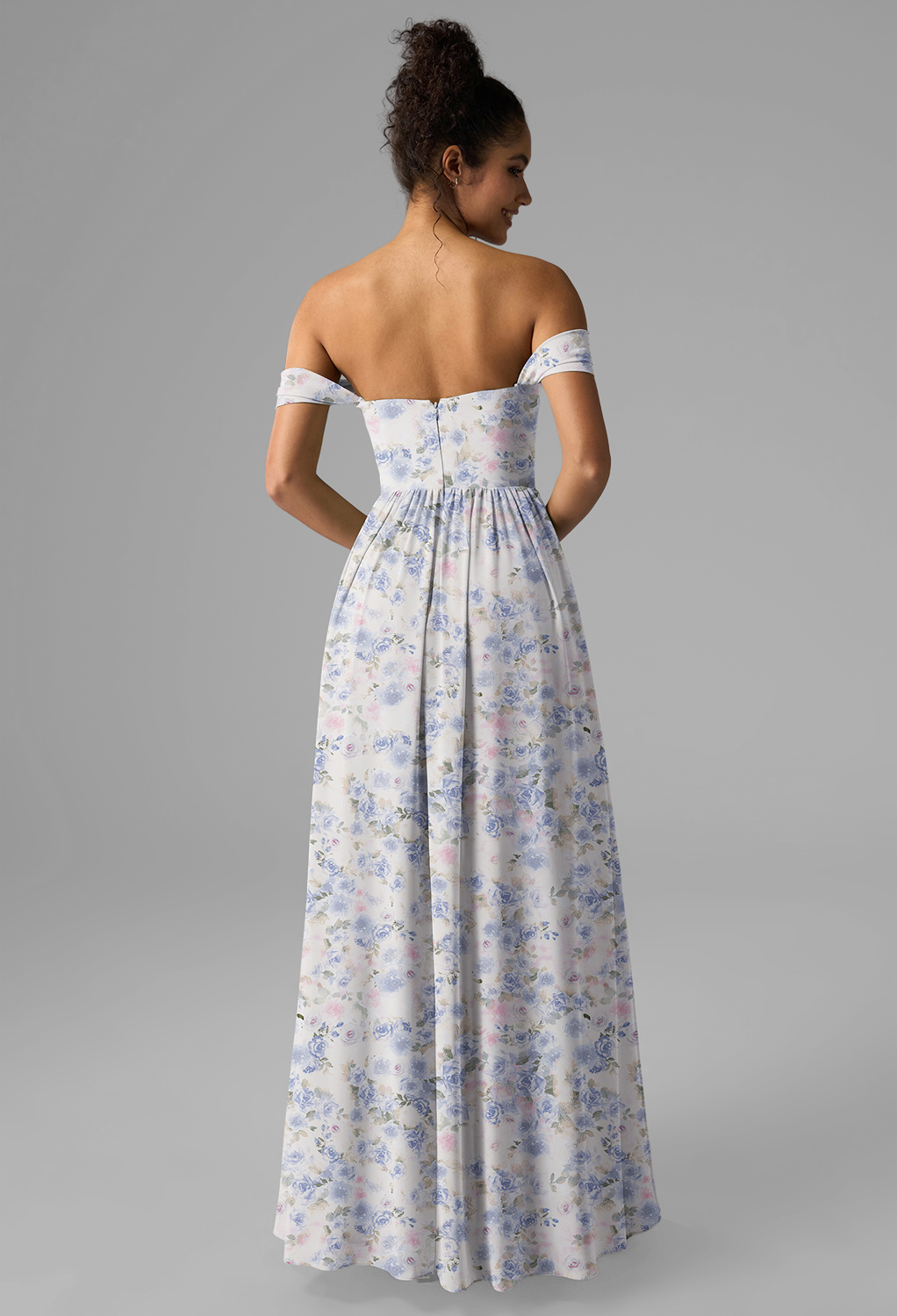 AW Roberta Azure Purple Print  Convertible Long Bridesmaid Dresses