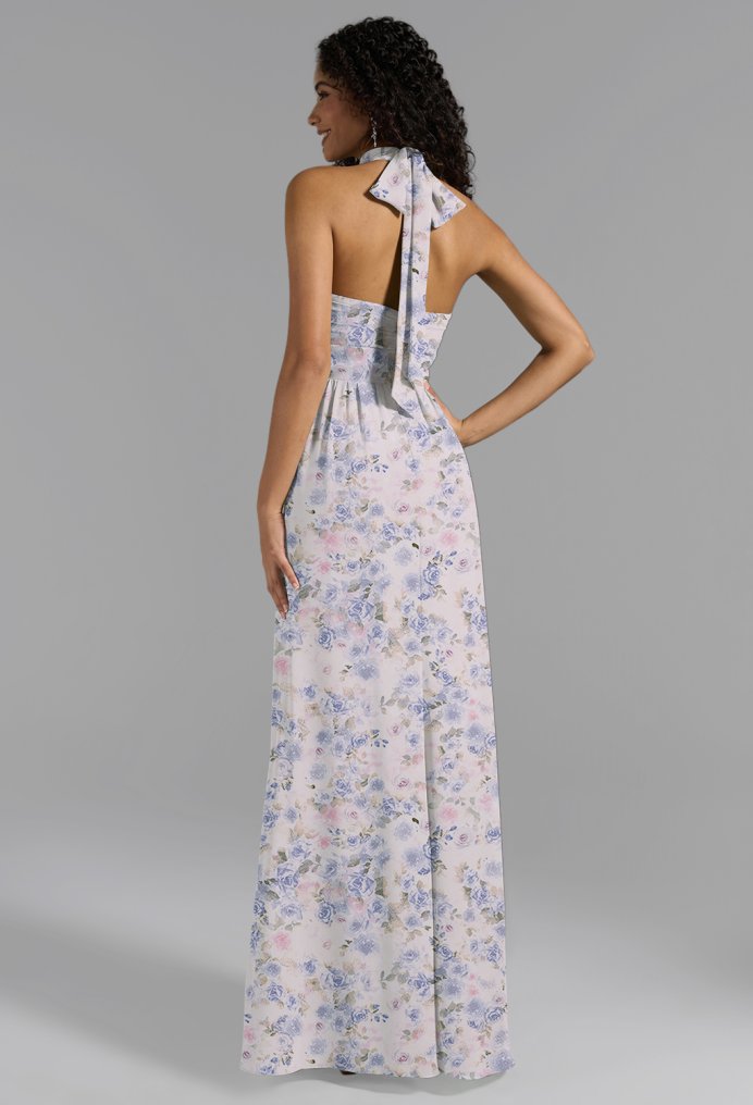 AW Harri Azure Purple Print  Long Bridesmaid Dresses