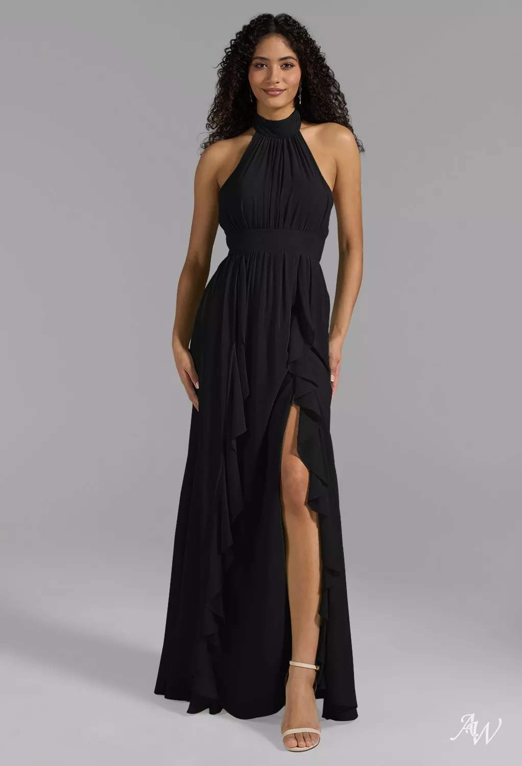 sachin and babi light blue dress Halter Draped Design Maxi Dress Black main image 0