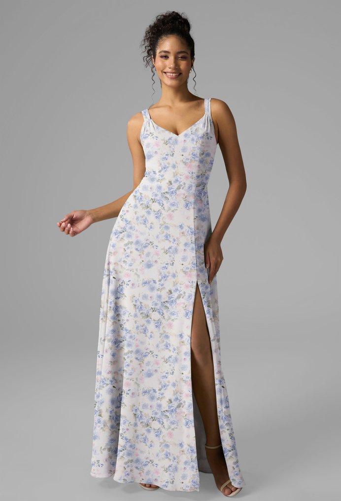 AW Finnley Azure Purple Print  Long Bridesmaid Dresses