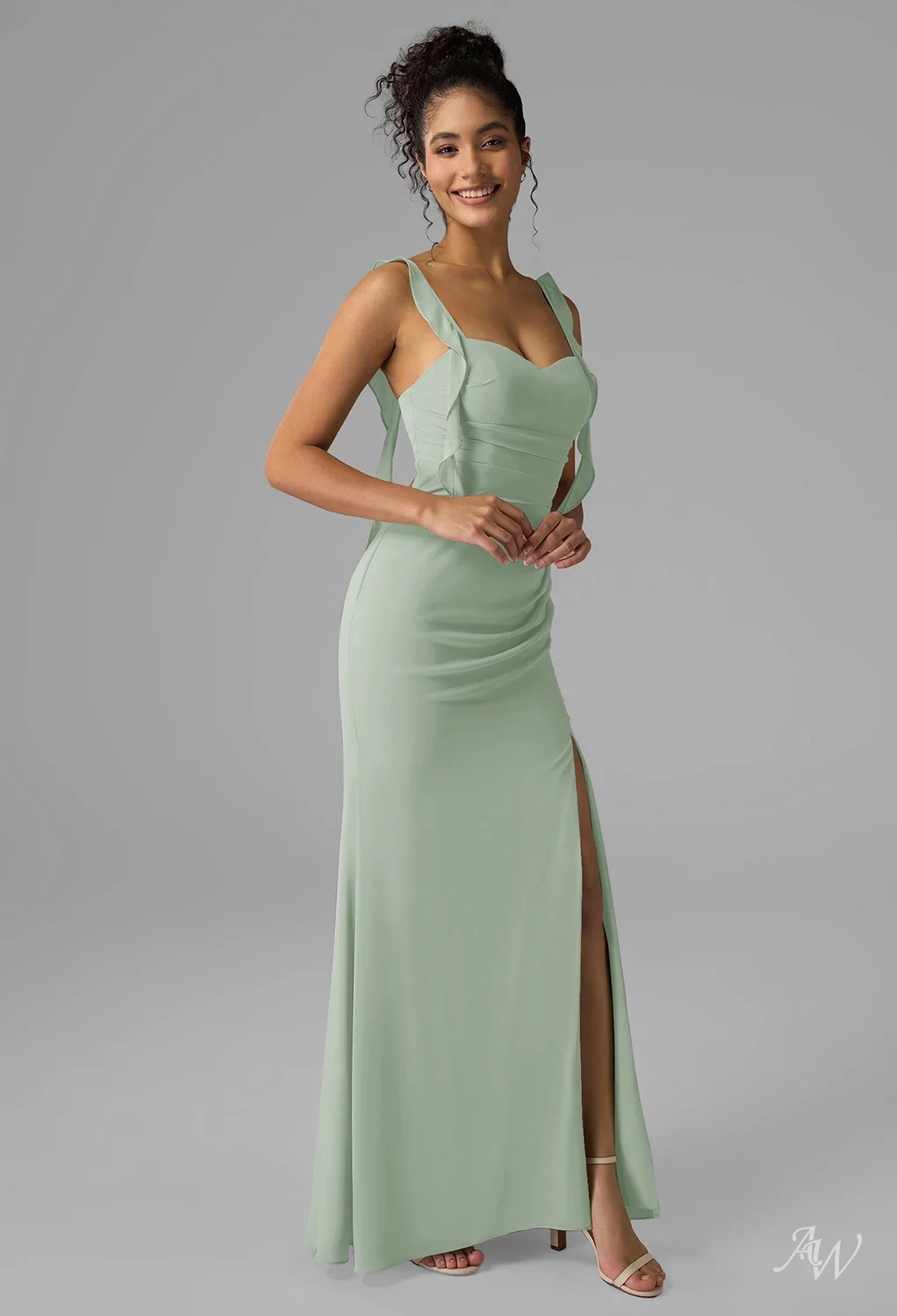 AW Saarah Sage Green Bridesmaid Dresses | AW.Bridal Canada