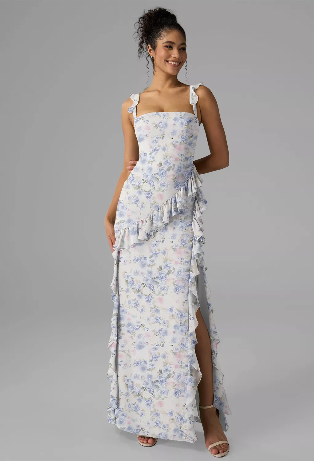 AW Jaydon Azure Purple Print  Spring Wedding Guest Dresses