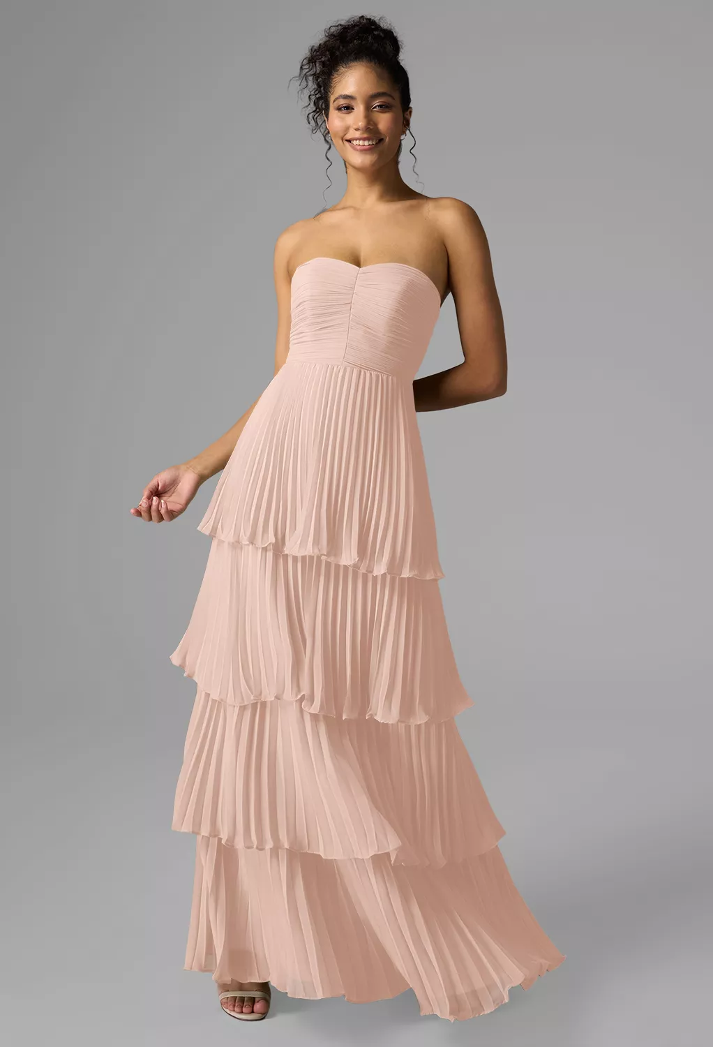 strapless open back dress Asymmetric Pastel Pink Chiffon Party Dress Sweetheart Knee Length Pink –  DaisyFormals-Bridesmaid and Formal Dresses in 59+ Colors main image 0