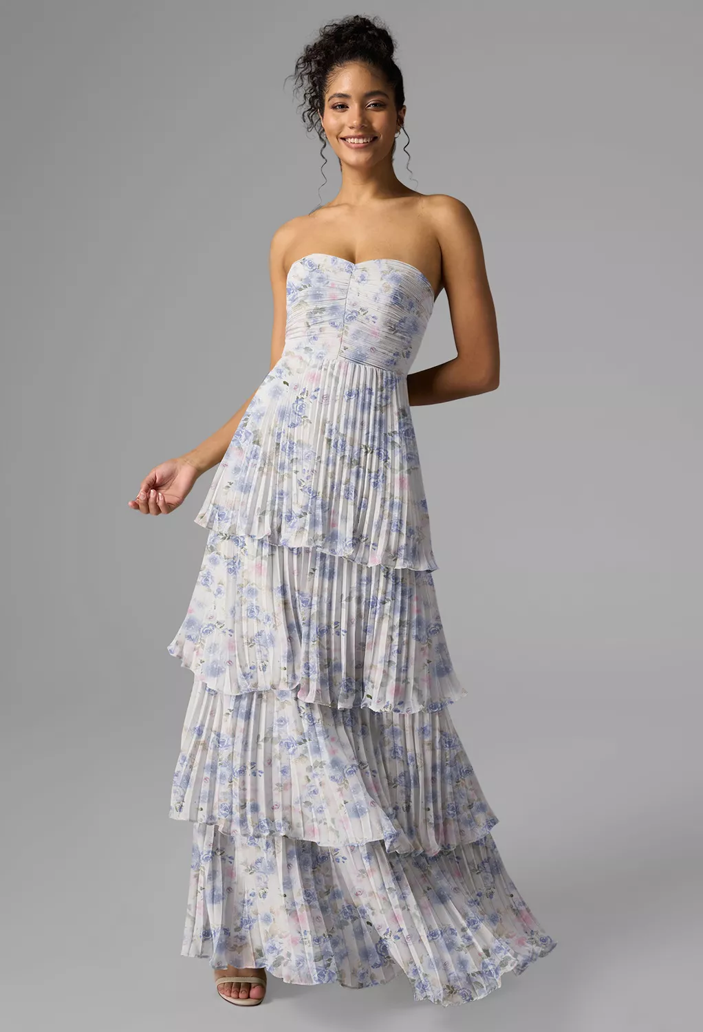 AW Bryn Azure Purple Print  Spring Wedding Guest Dresses