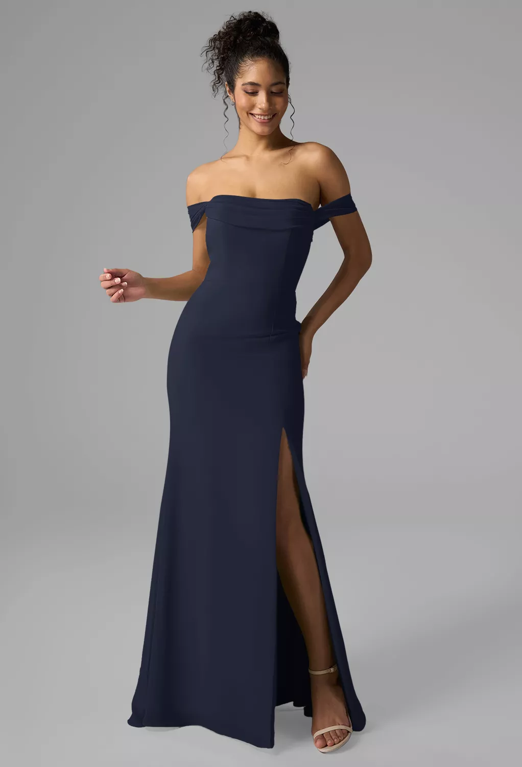 AW Chelsea Dark Navy  Long Bridesmaid Dresses