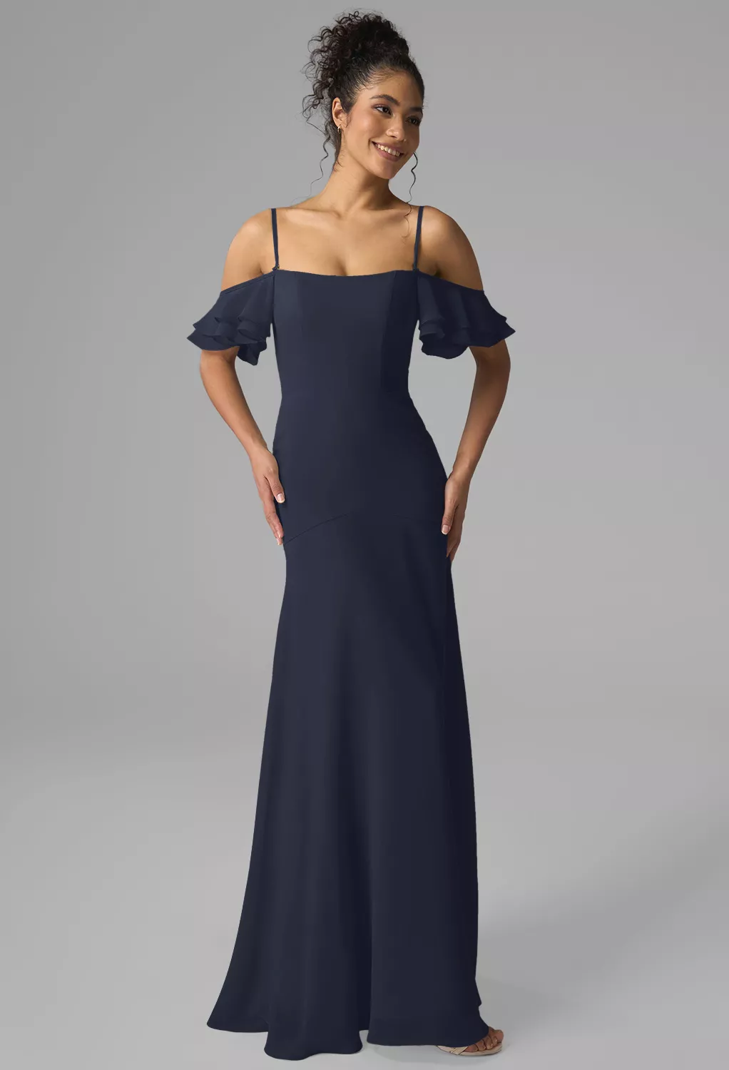 AW Roisin Dark Navy  Long Bridesmaid Dresses