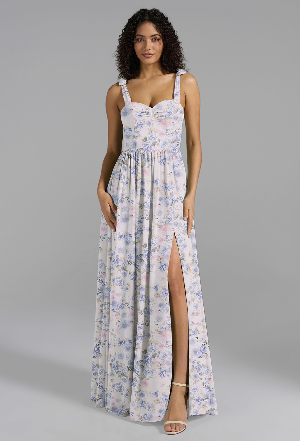 AW Lula Azure Purple Print  Long Bridesmaid Dresses