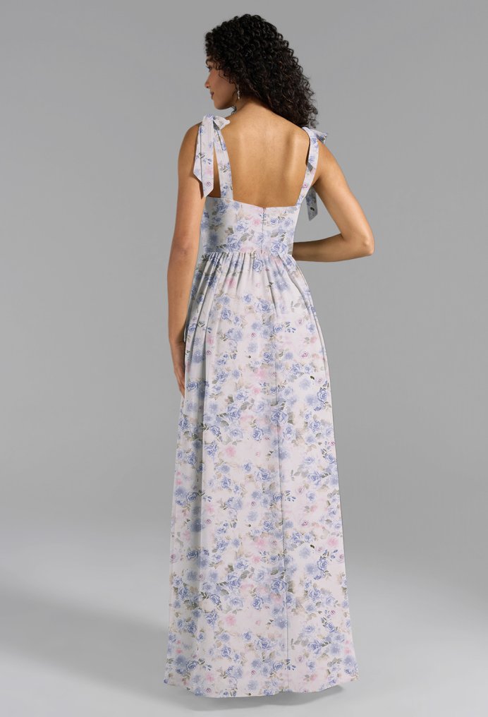 AW Lula Azure Purple Print  Long Bridesmaid Dresses