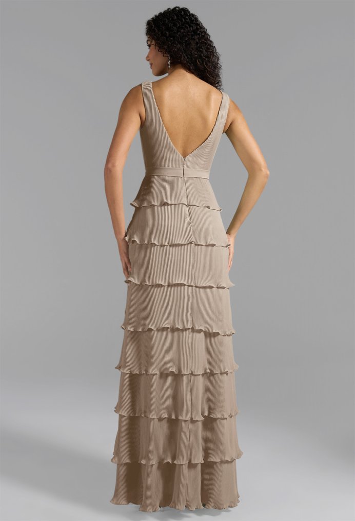 AW Leanne Taupe  Long Bridesmaid Dresses