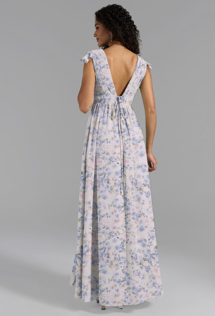 AW Isabella Azure Purple Print  Long Bridesmaid Dresses