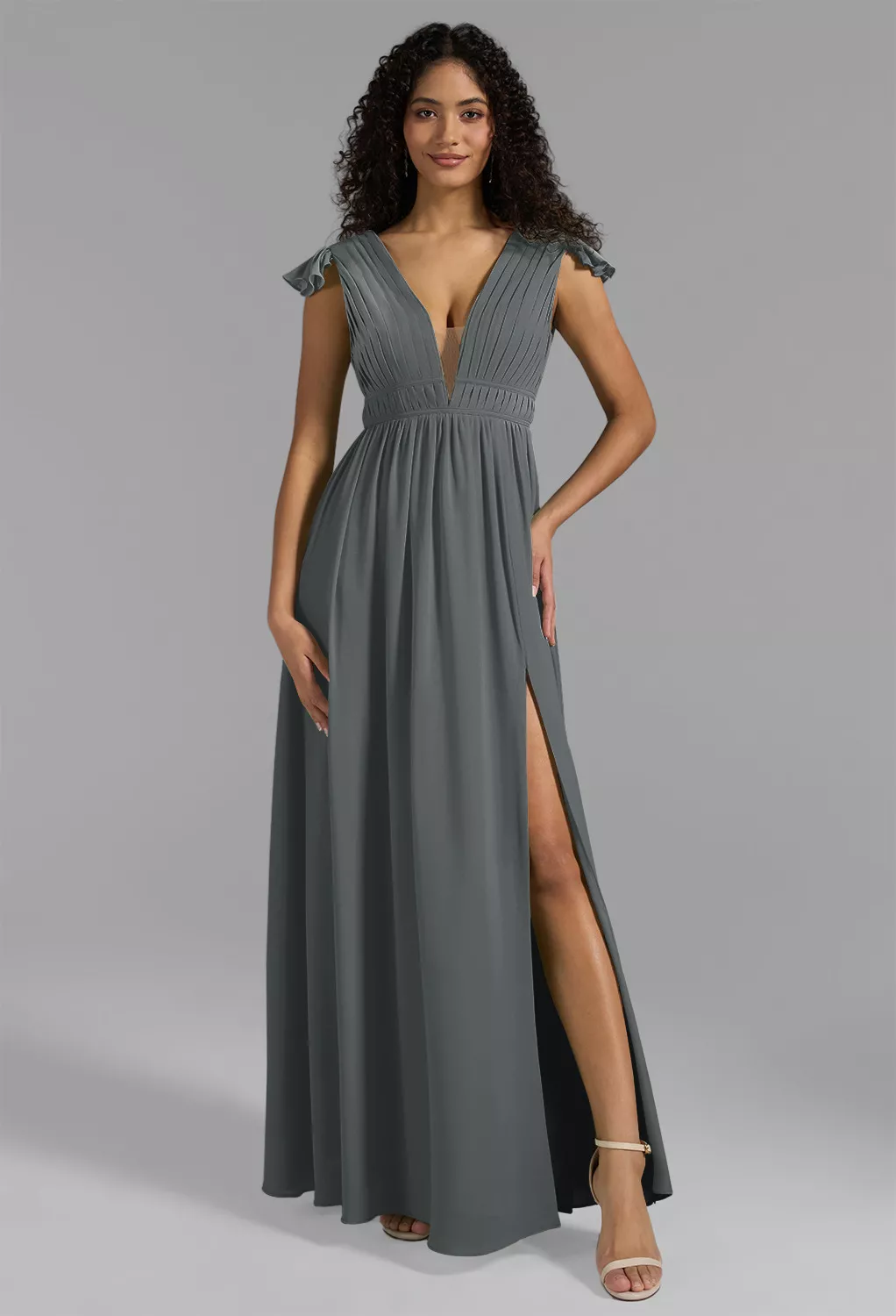 AW Isabella Steel Gray  Spring Wedding Guest Dresses