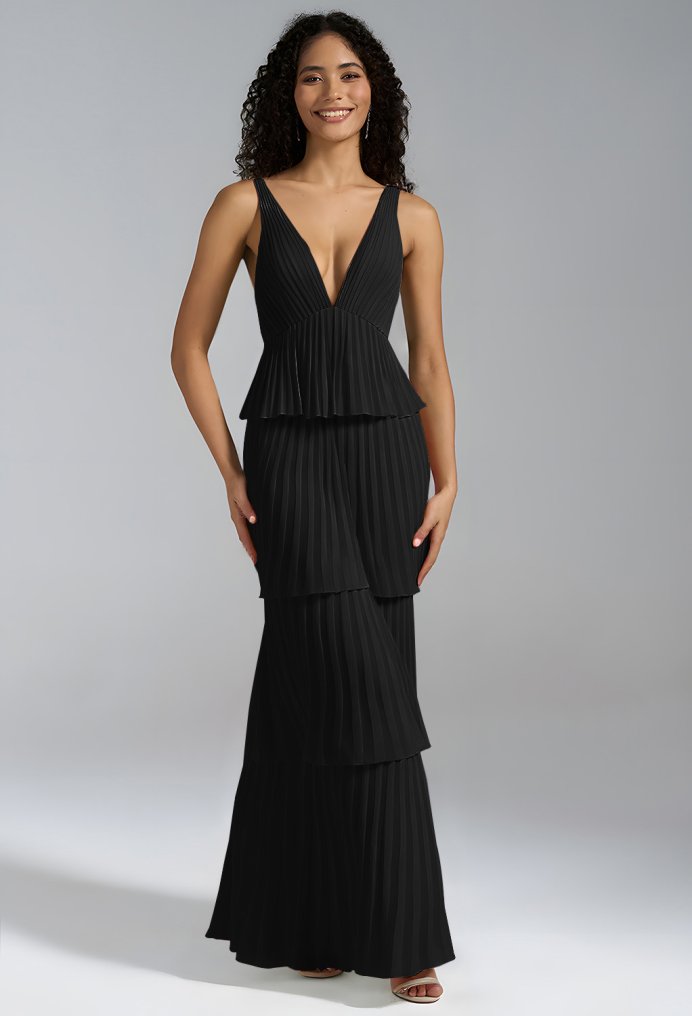 AW Asma Black  Long Bridesmaid Dresses
