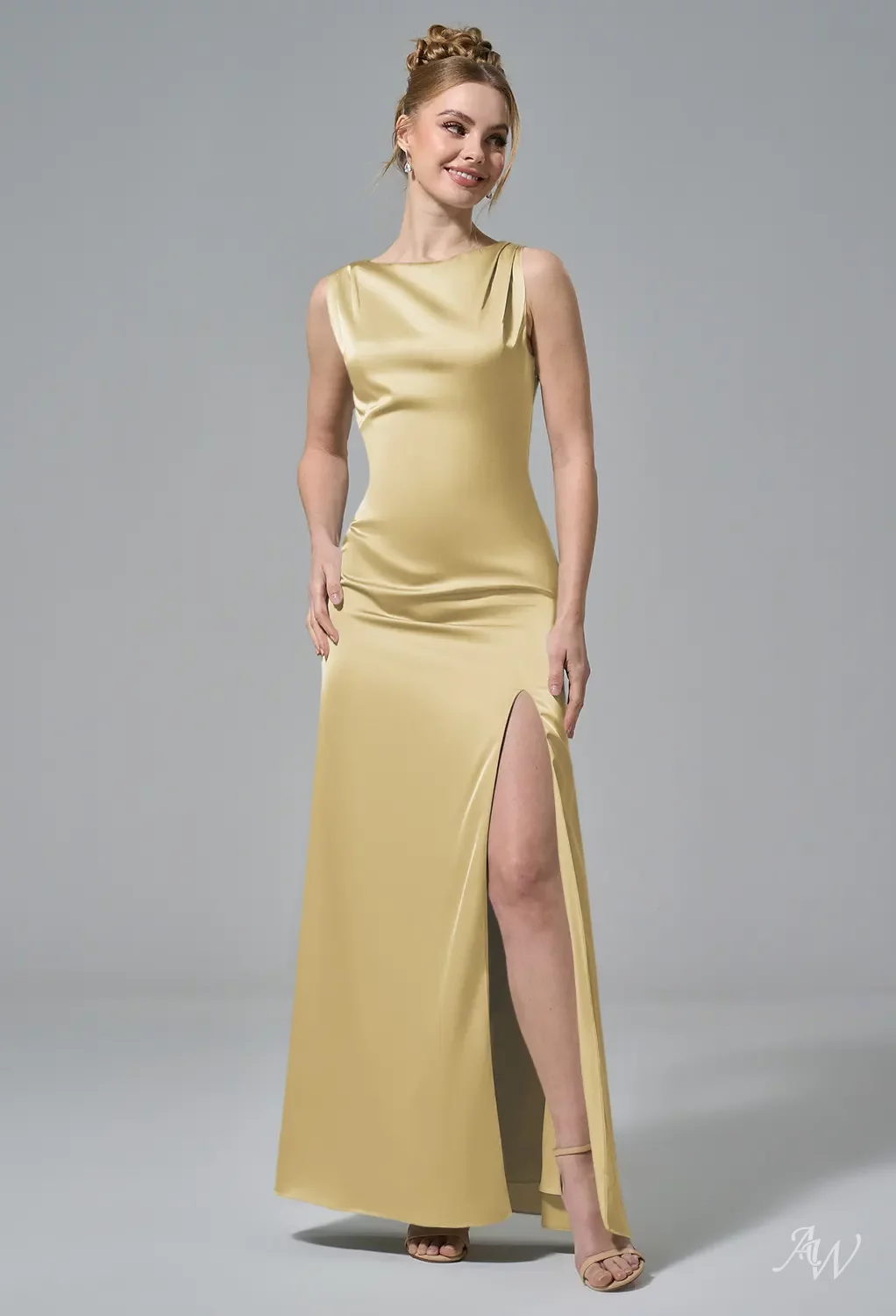 sand satin bridesmaid dresses Marissa Classic One Shoulder Bridesmaid Dress main image 1