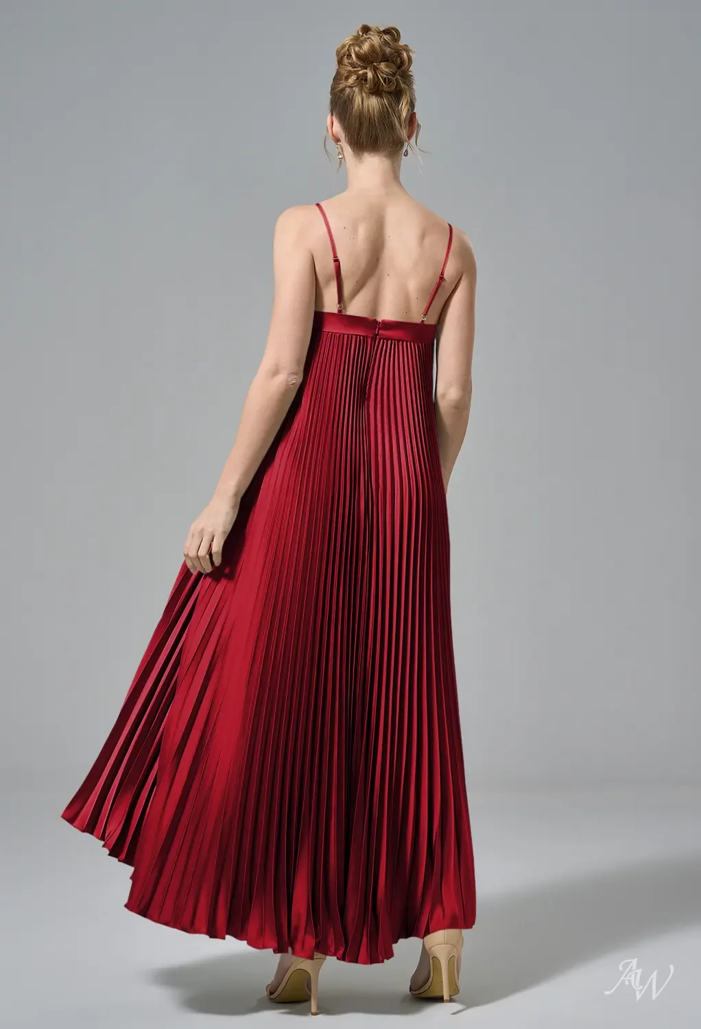 red and gold maid of honor dresses Strap Maroon Long Beaded Prom Dress with Split and Gold Lace PG871 US8 / Red main image 1