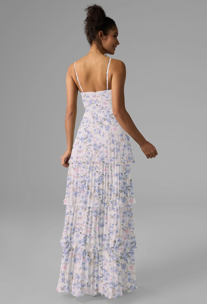 AW Ann Azure Purple Print  Long Bridesmaid Dresses