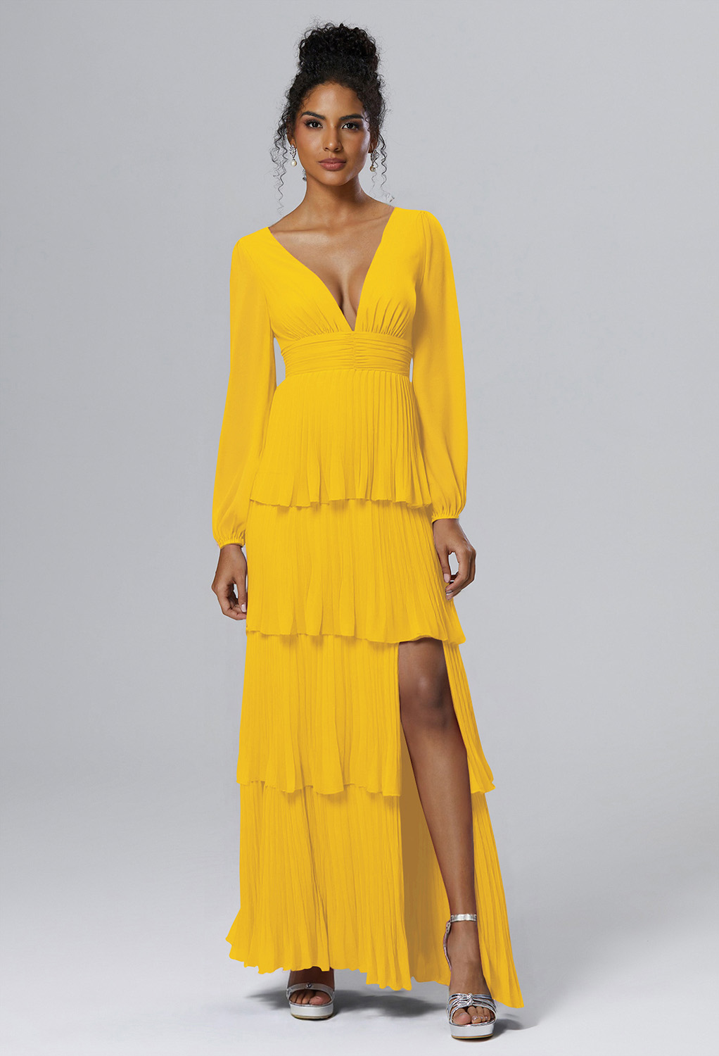 AW Lennon Mustard Yellow  Long Bridesmaid Dresses