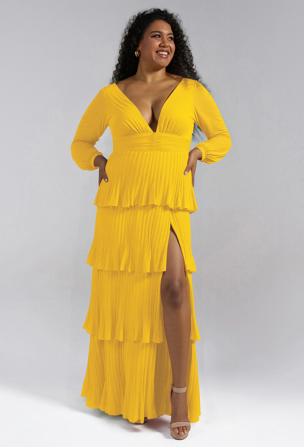 AW Lennon Mustard Yellow  Long Bridesmaid Dresses