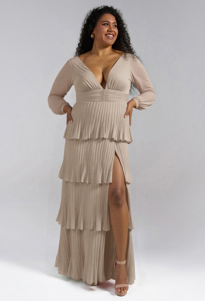 AW Lennon Taupe  Long Bridesmaid Dresses