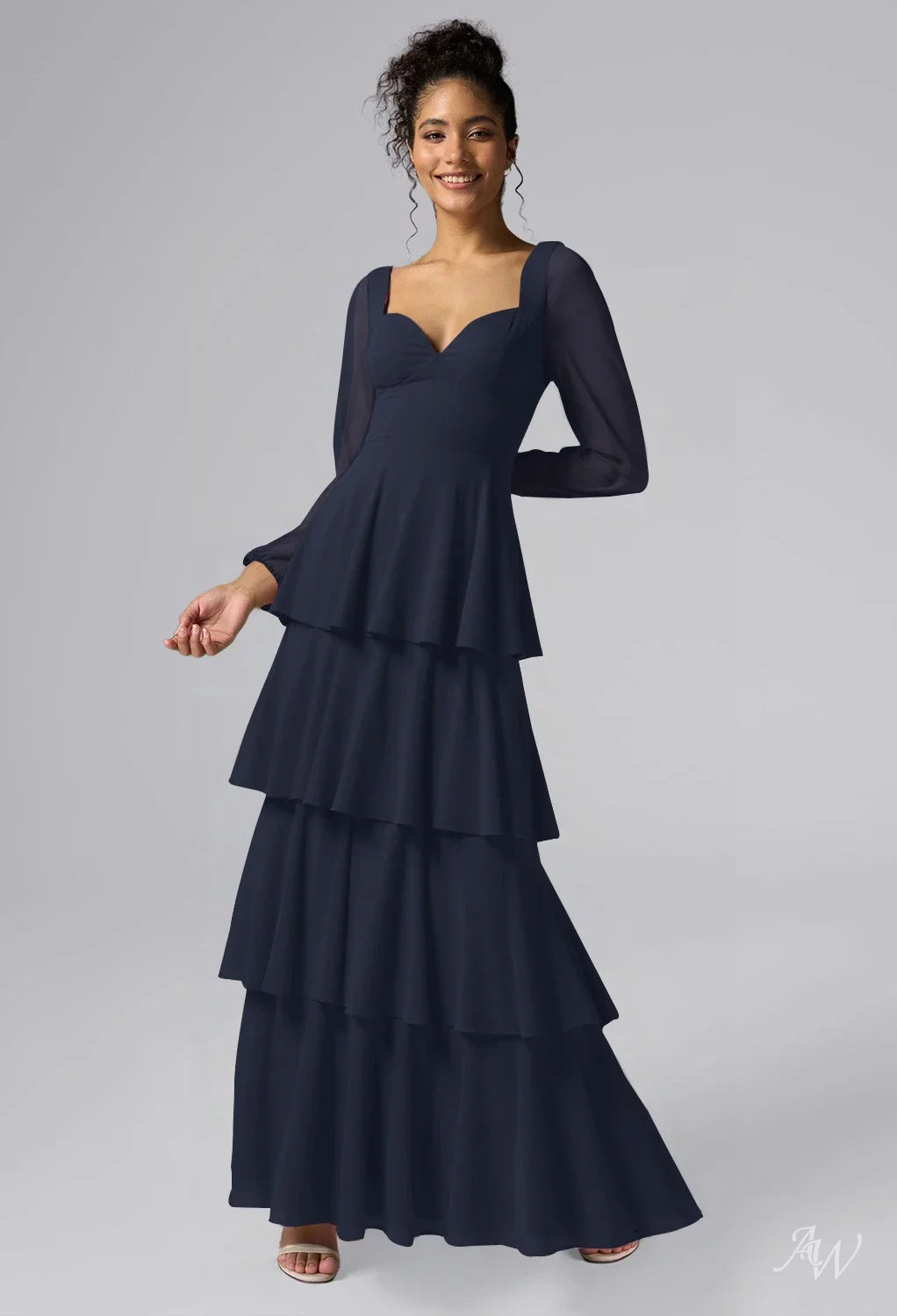 navy bridesmaid dresses canada Navy Blue Satin Bridesmaid Dress with Square Neck – loveangeldress main image 1