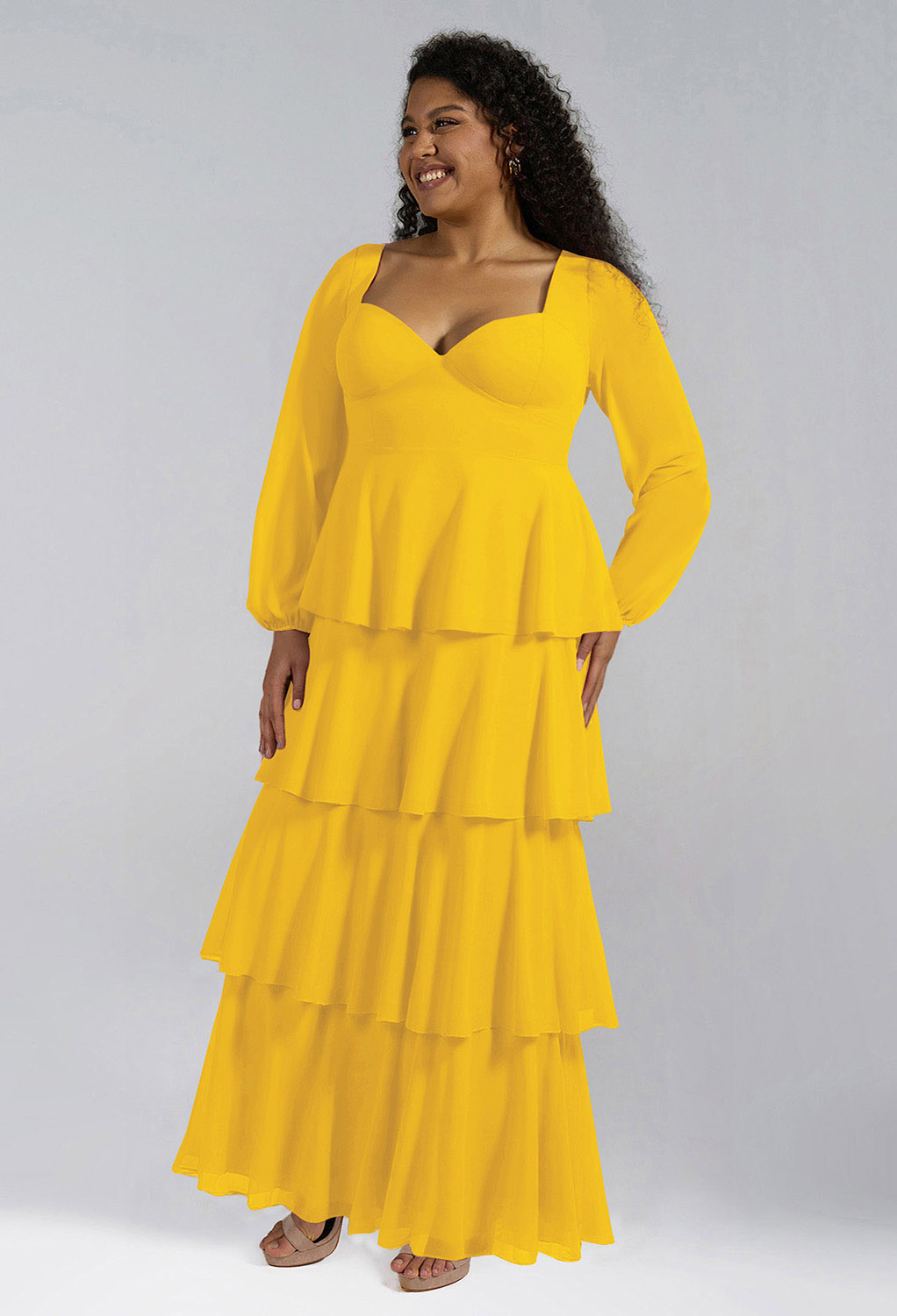 AW Salma Mustard Yellow  Long Bridesmaid Dresses
