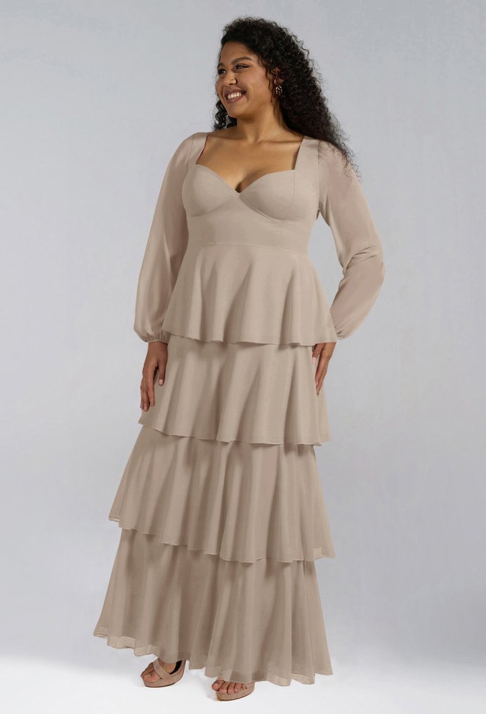 AW Salma Taupe  Long Bridesmaid Dresses