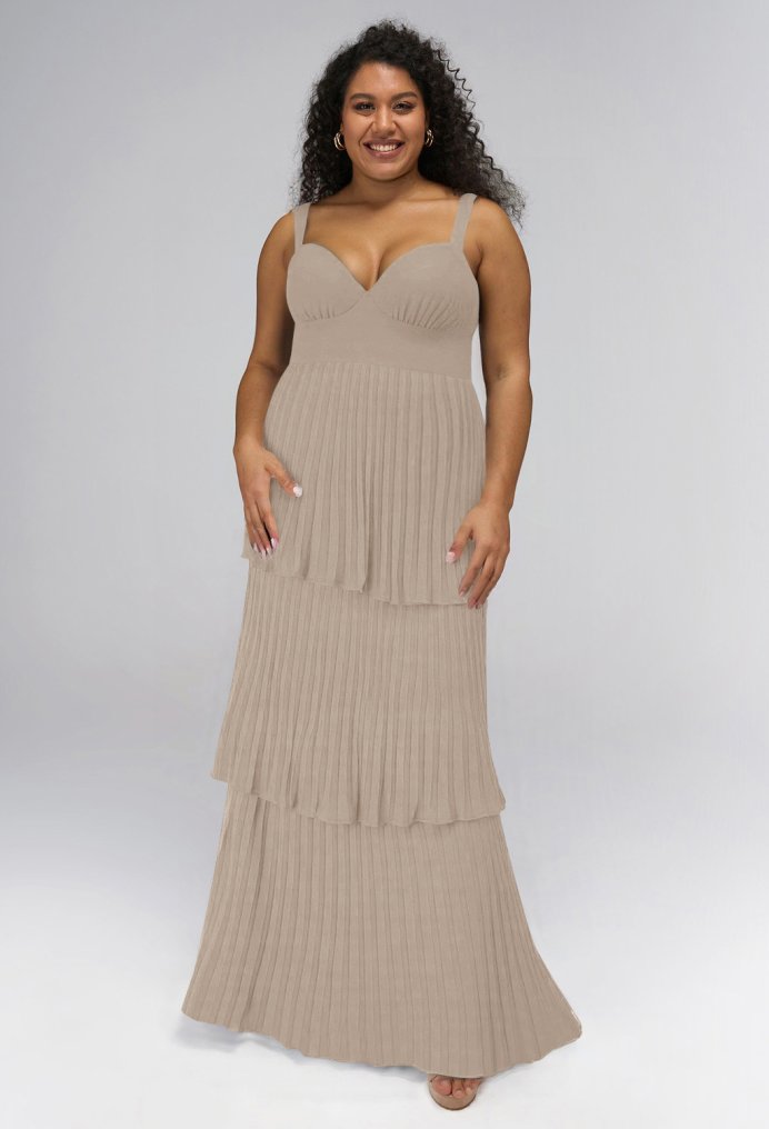 AW Lowri Taupe  Long Bridesmaid Dresses
