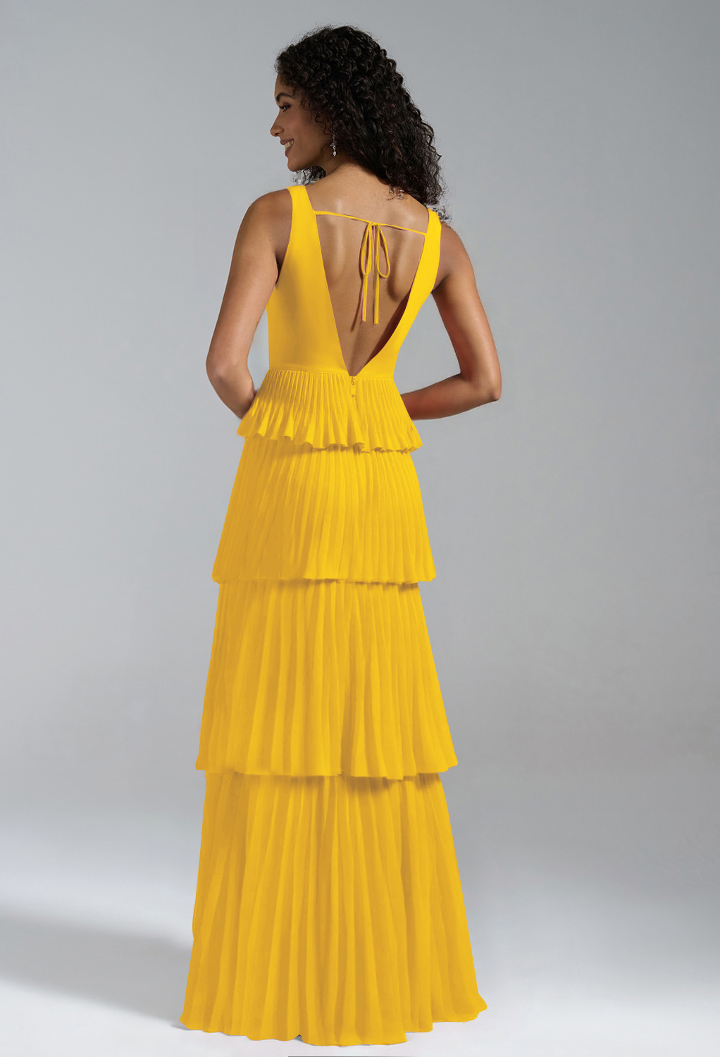 AW Asma Mustard Yellow  Long Bridesmaid Dresses