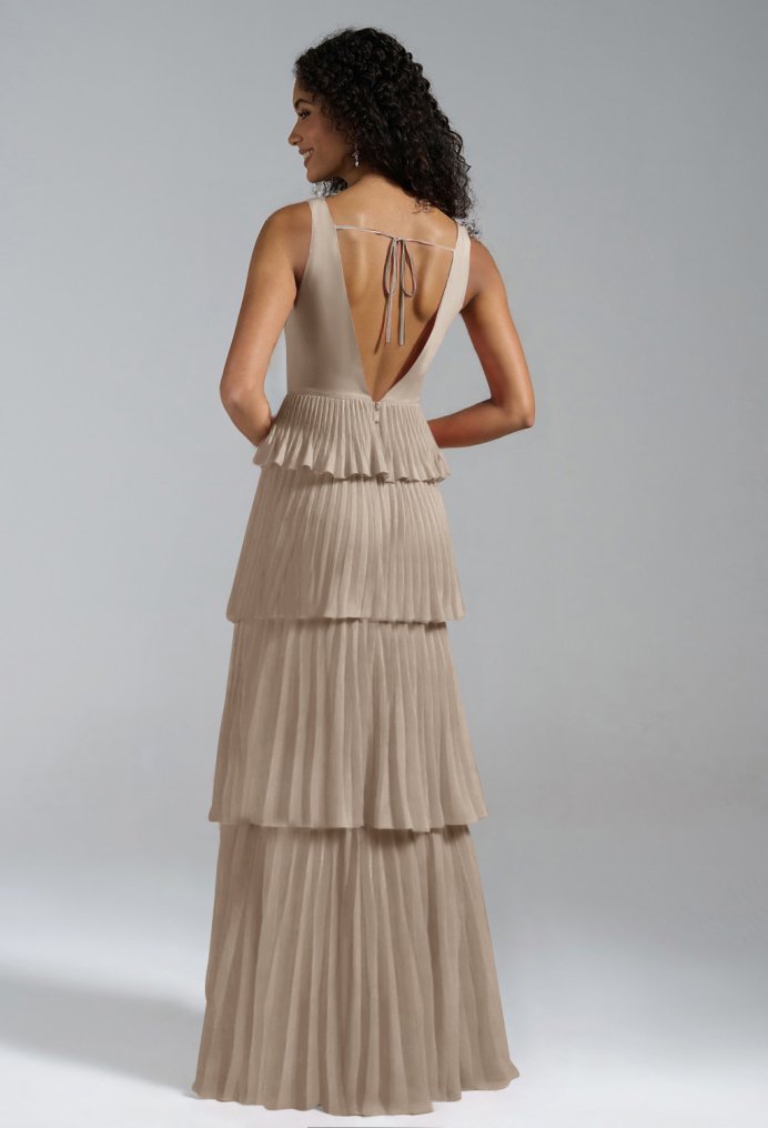 AW Asma Taupe  Long Bridesmaid Dresses