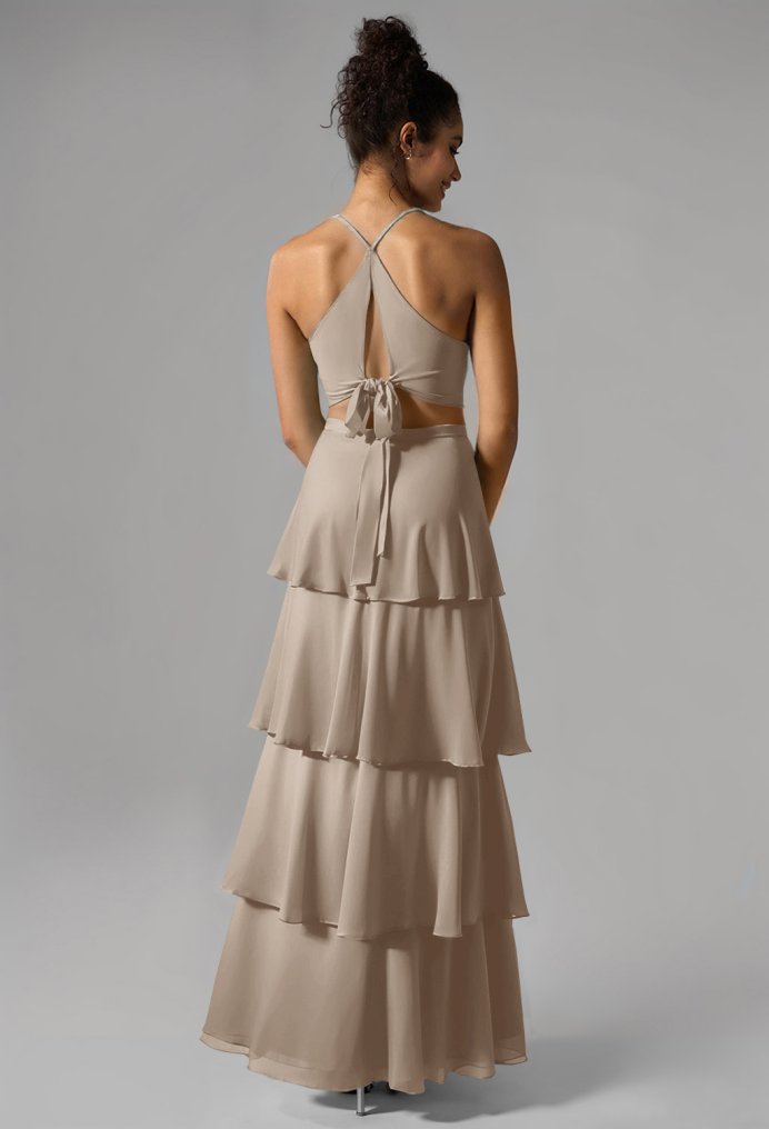 AW Pippa Taupe  Long Bridesmaid Dresses