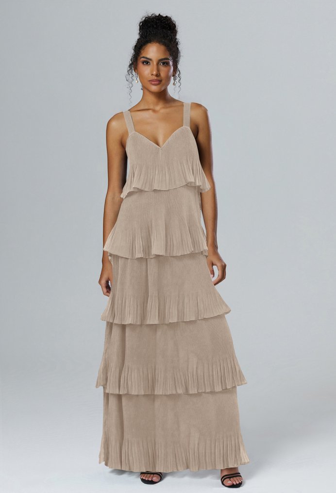 AW Francesca Taupe  Long Bridesmaid Dresses
