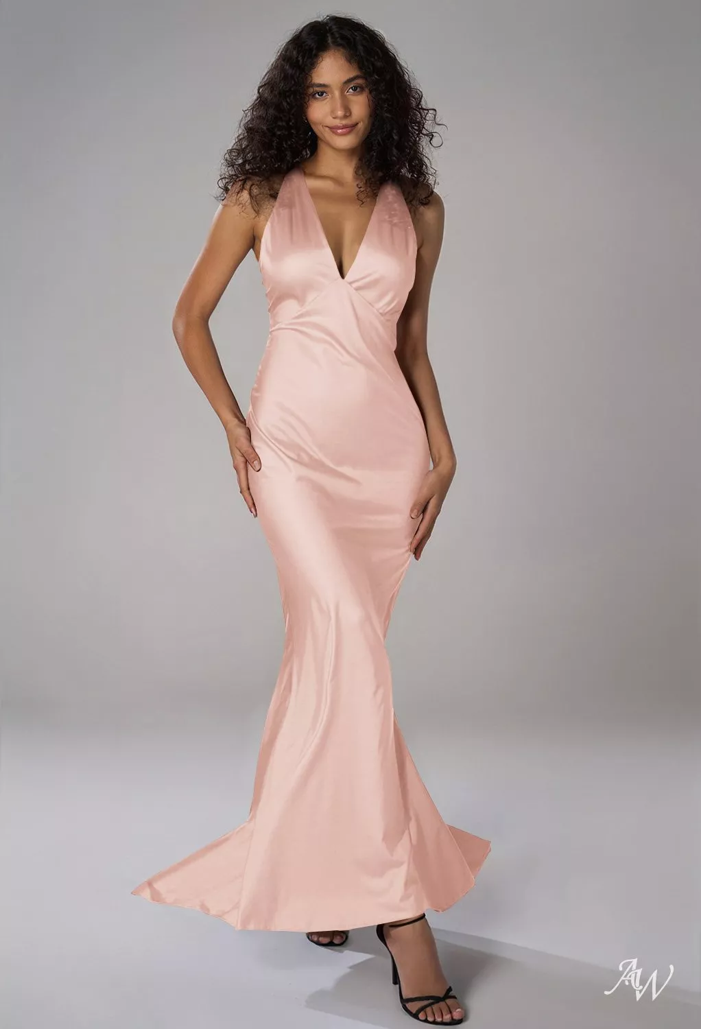 strapless open back dress Pink Champagne Elastic Satin Sheath Mermaid Draping Split Evening Dres –  clover sew