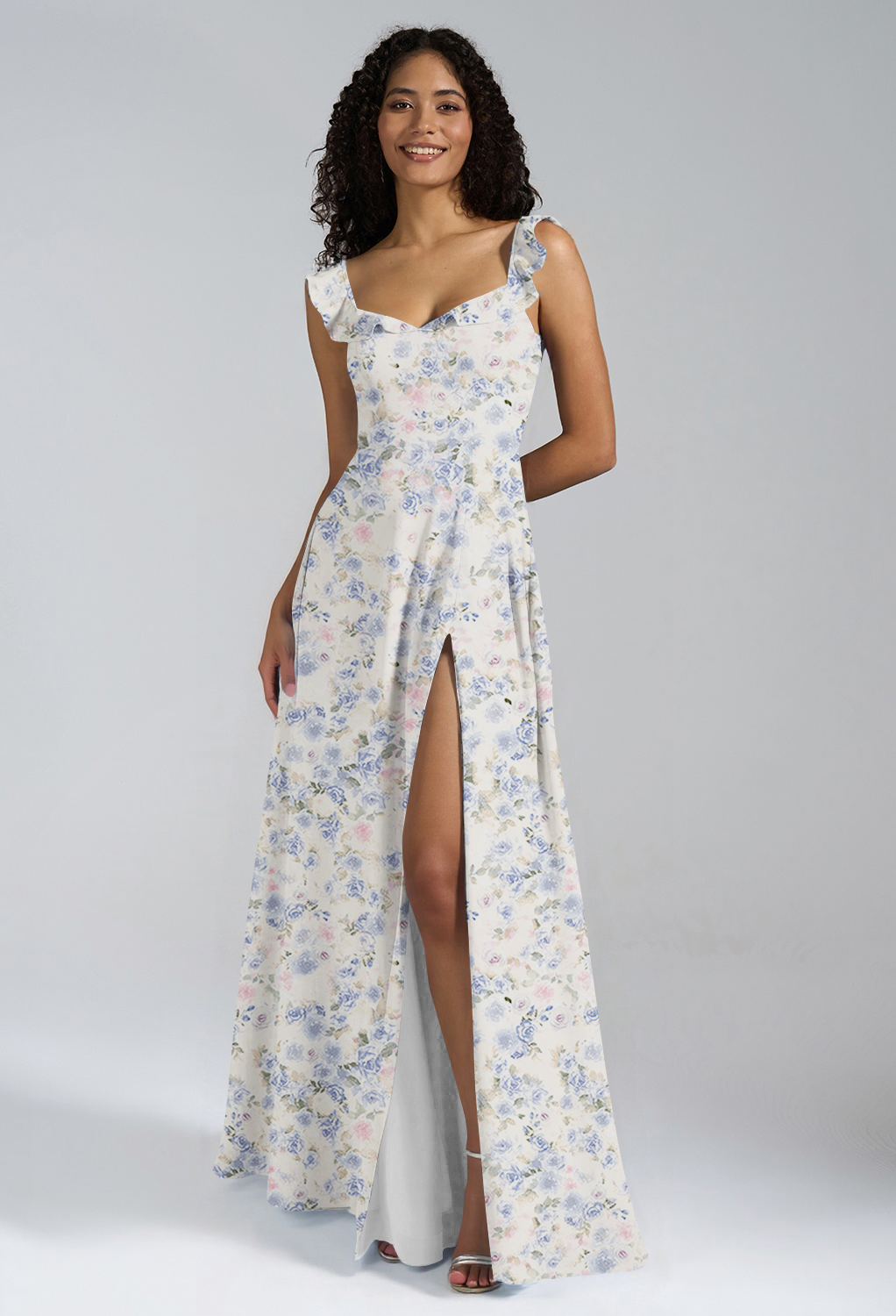 AW Sam Azure Purple Print  Long Bridesmaid Dresses