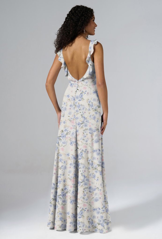 AW Sam Azure Purple Print  Long Bridesmaid Dresses