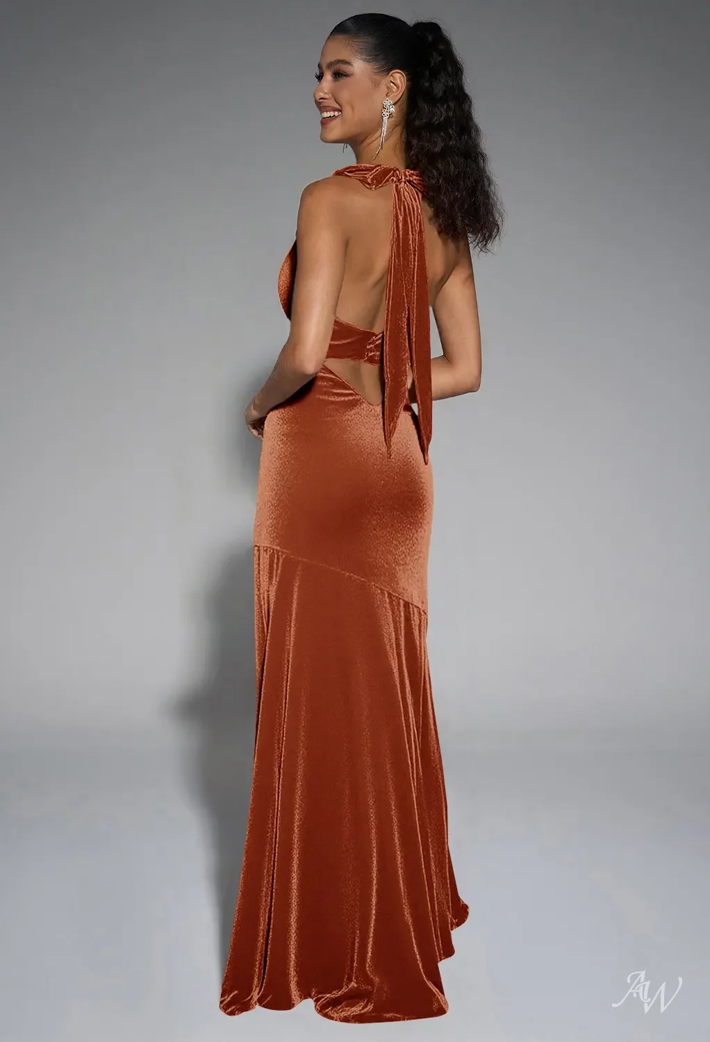 open lace back dress Kaida Slinky Maxi Dress with Hardware / Burnt Orange | Meshki