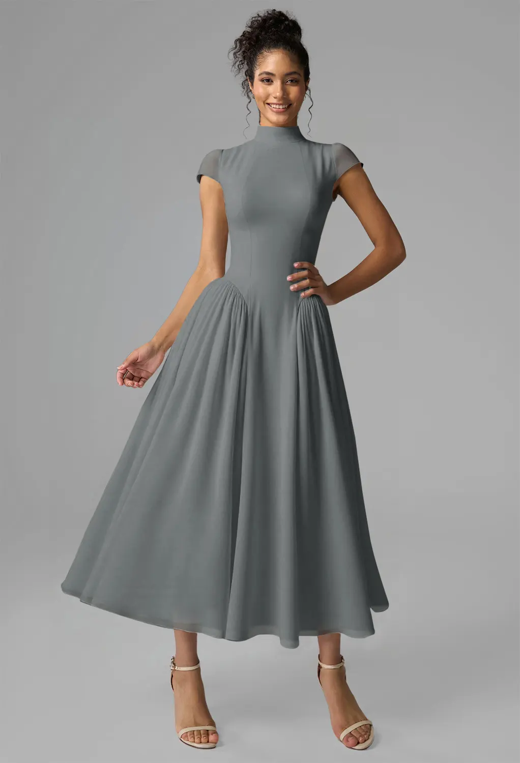 midi graduation dresses white Zapaka Women Grey Pink Graduation Dress A Line Spaghetti Straps Sleeveless  Cocktail Dress – Zapaka CA