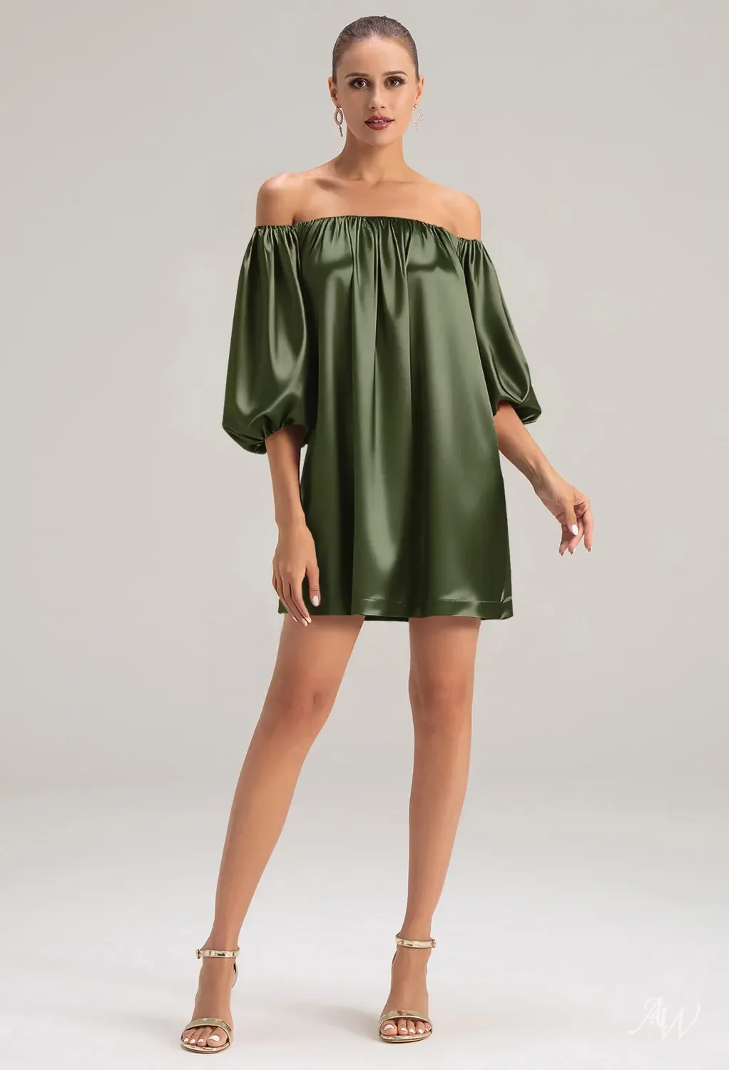 AW Andrea Dress, Fennel Seed Crystal Satin Mini/Short Straight Neckline Wedding  Guest Dresses | AW.Bridal Canada