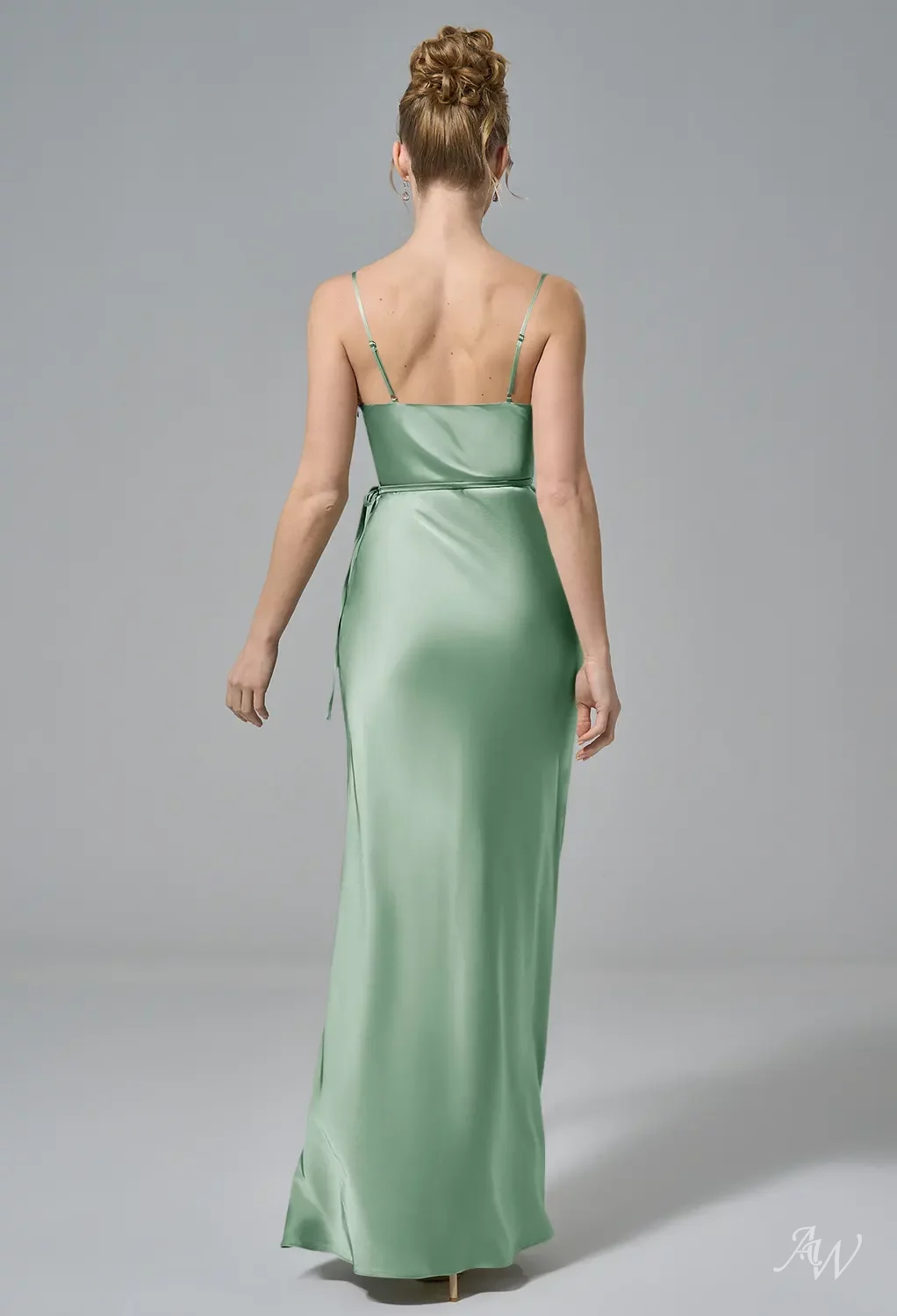 AW Rosita Dress, Carolina Blue Crystal Satin Satin Charmeuse Stretch Satin  Floor Length Cowl Neckline Bridesmaid Dresses | AW.Bridal Canada
