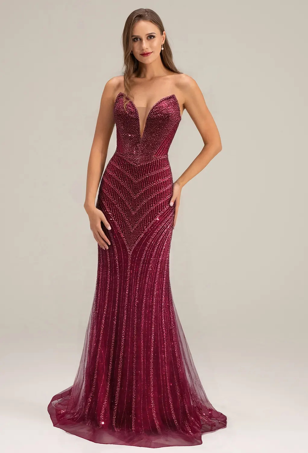 AW Zaina Deep Claret  Dresses
